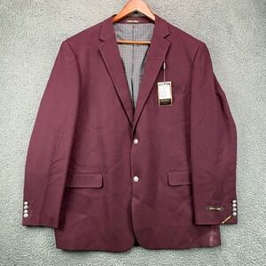Pierre Loren Mens Burgundy Classic Fit Blazer Sport Coat 46L Steven 2B J6194 NEW